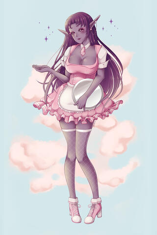 Adoptable - Dark Elf Waitress
